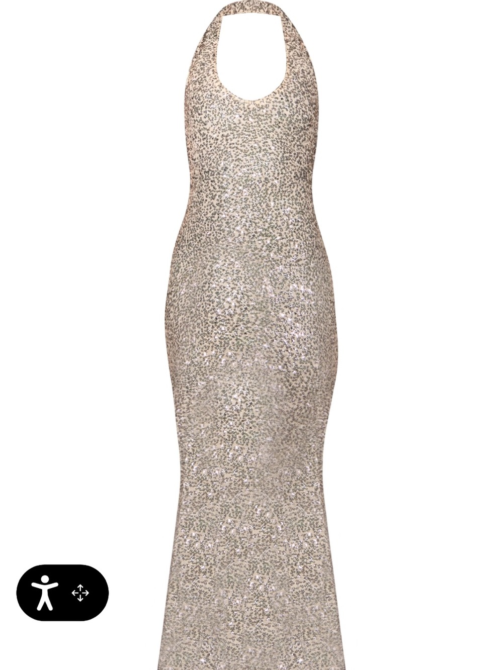 PrettyLittleThing Sparkle Halter Maxi Dress in Champagne Sequin